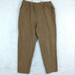 Graff Womens Pants Faux Suede Straight Leg Tan‎ Brown Pull On Stretch Plus 18